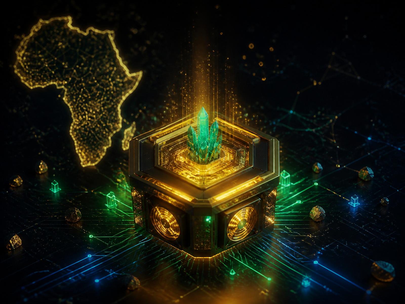 AfriMineX mining rig visualization with map of Africa